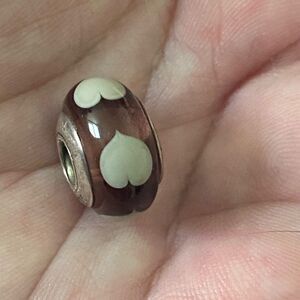 Authentic Pandora Purple Hearts Murano Glass Art Charm